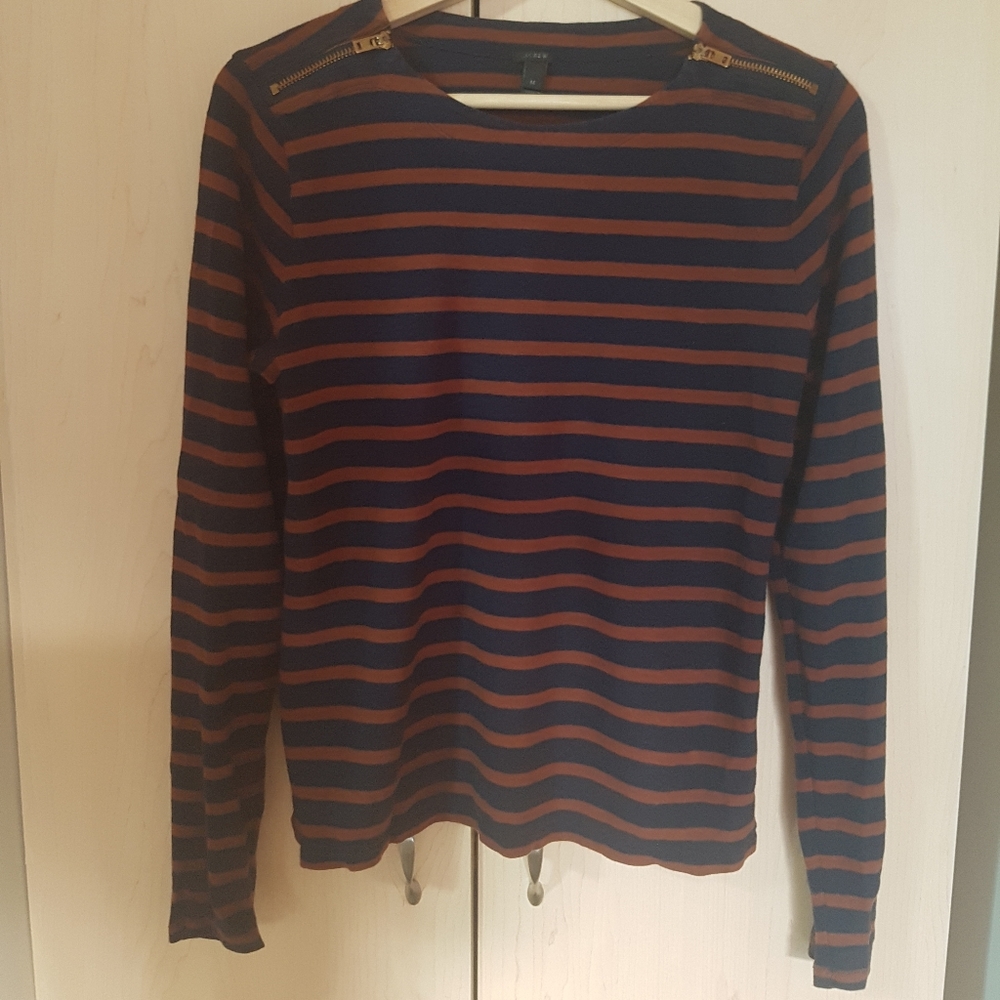 Breton stripe top with shoulder zippers